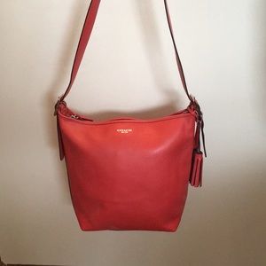 Coach carnelian orange leather hobo bag